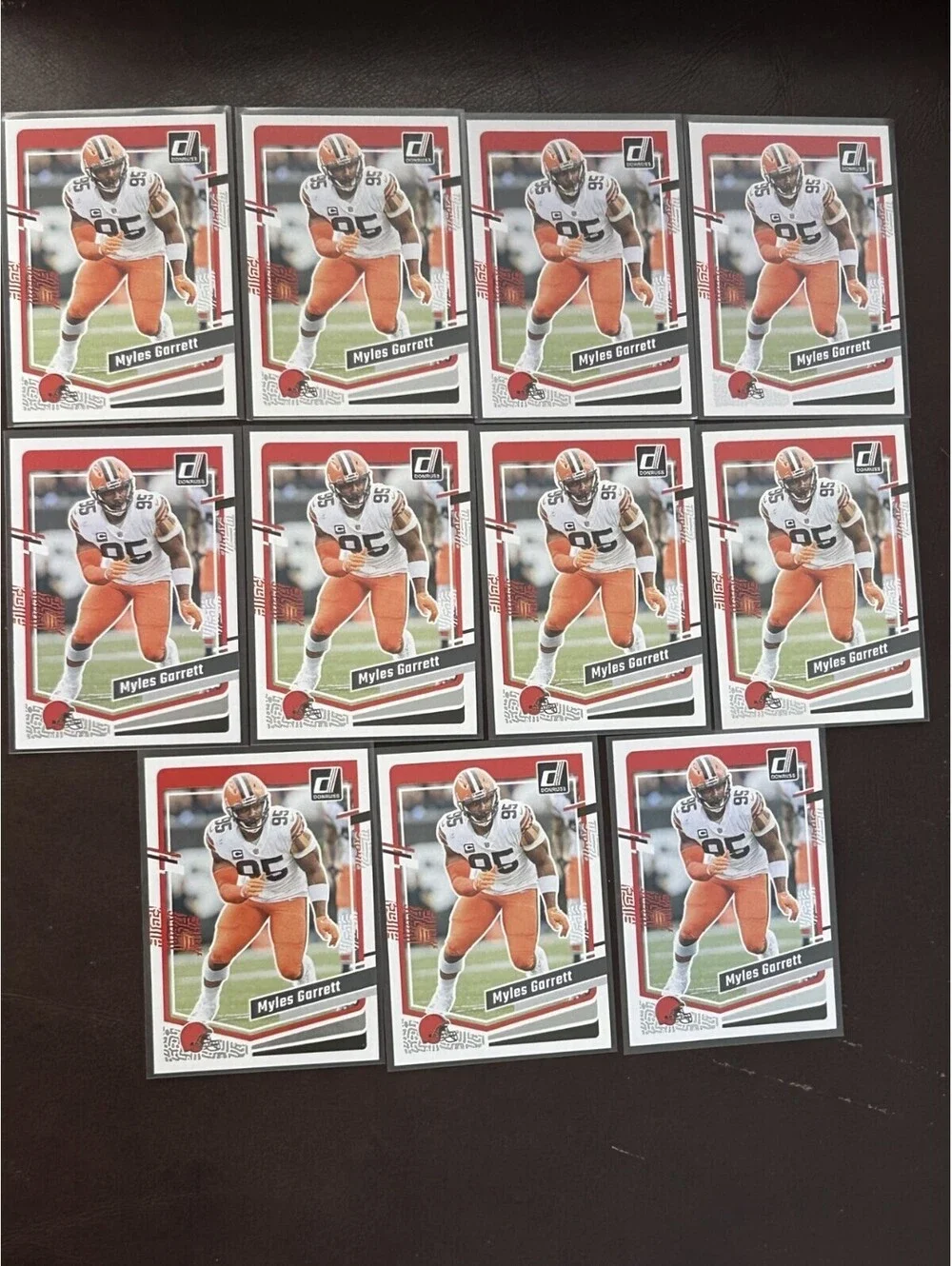 35 Myles Garrett 2023 Donruss Football Collection. Straight from pack to sleeve